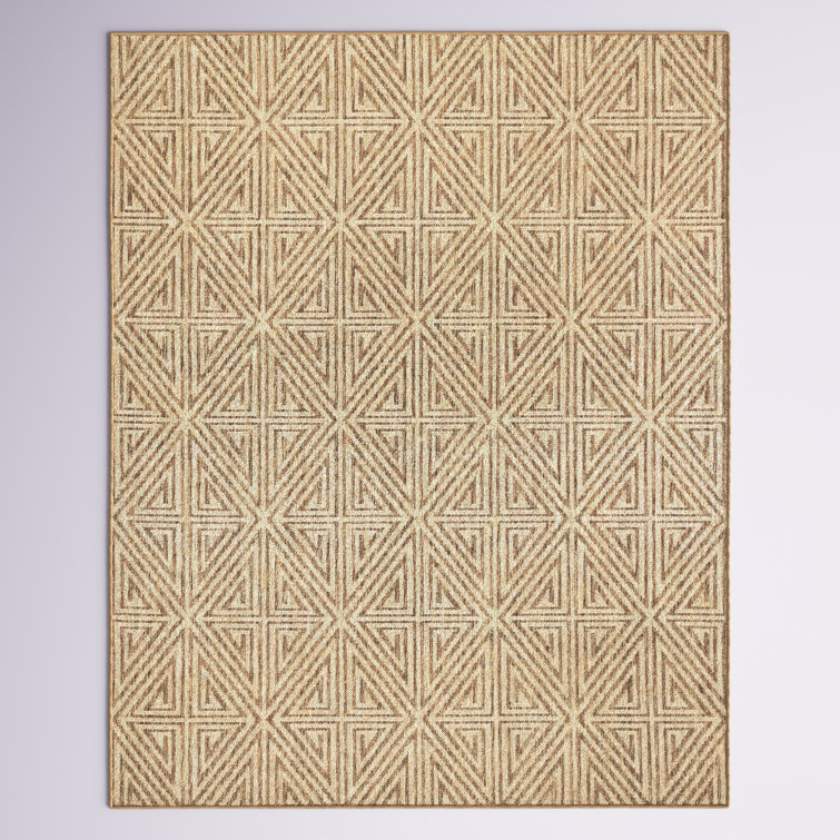 Alegre Bordered Power Loomed Tan Indoor/Outdoor Rug Gracie Oaks Rug Size: Rectangle 6'7 x 9