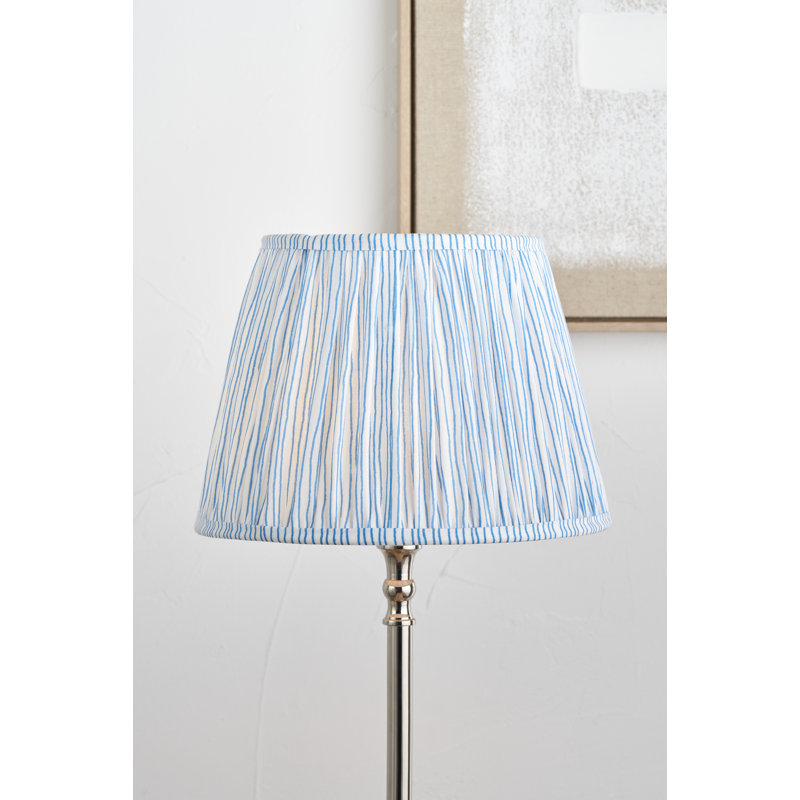 Pleated Cotton Lamp Shade, Blue, 31cm H x 45cm W x 45cm D
