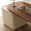 Bureau rectangulaire à 3 tiroirs en bois manufacturé brun noisette + blanc beige-919941492