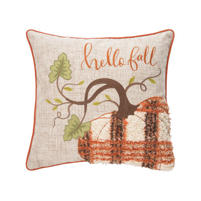Harvest Time Hello Fall Embellished Throw Pillow