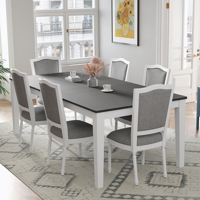 Versatile Extendable Dining Table Set With Removable Leaf, Upholstered Chairs, And Built - In Drawers For Any Dining Occasion