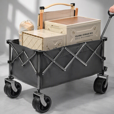 Chariot pliable portatif de 400 L avec grandes roues, robuste et pliable (450 lb) pour le camping, le sport et la plage