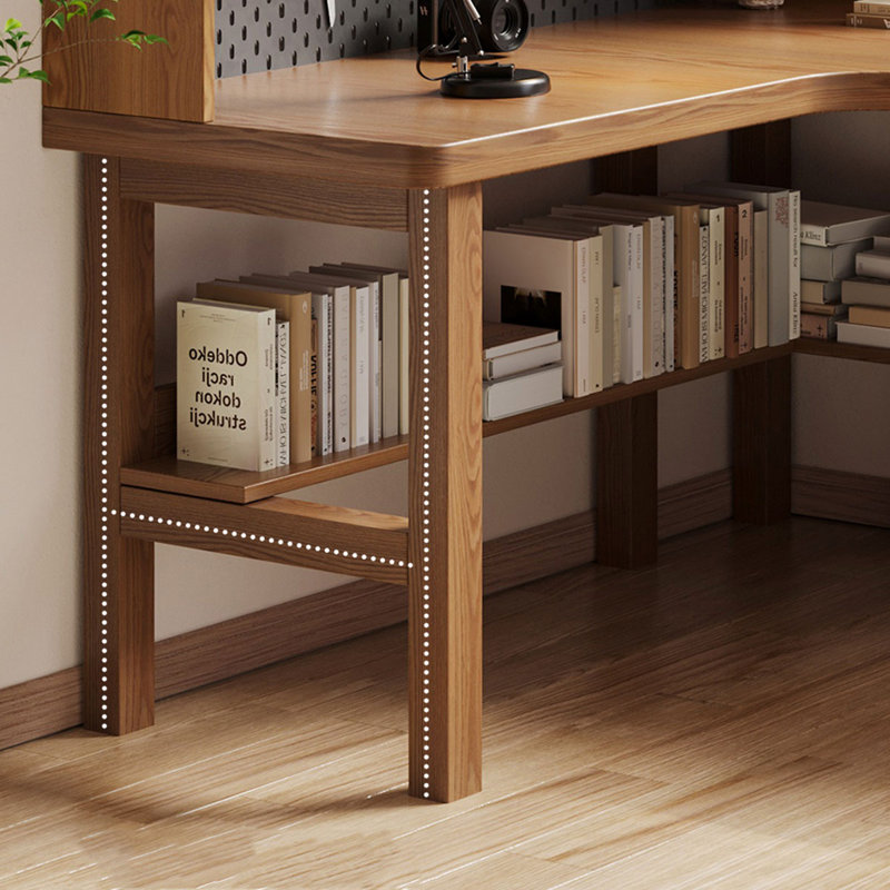 Bureaux en bois massif en L Burlywood, H 71,26 po x l 62,99 po x P 39,37 po, Retour à gauche