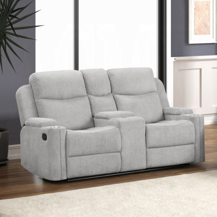 Canapé inclinable avec revêtement en chenille et coussins moelleux Galya - Gris clair