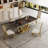 Printed Marble Mdf Top Rectangular Dining Table Marble Top Metal Base Dining Table-99306121-99306120