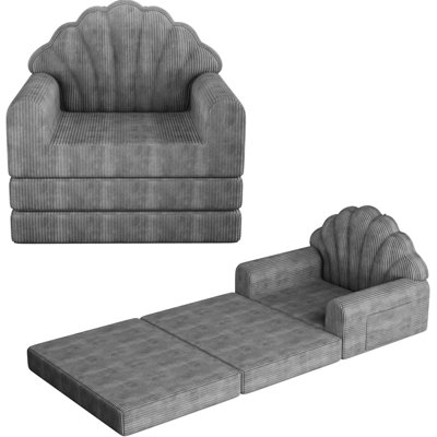 75" D x 34" W  Folding Sofa Bed with Back Support, 2-in-1 Convertible Futon Sleeper Chair and Bean Bag Floor Lounger for Small Spaces, Dark Gray