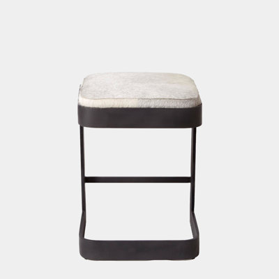 Regan Bar Stool w/Ivory Leather-Antique Brass