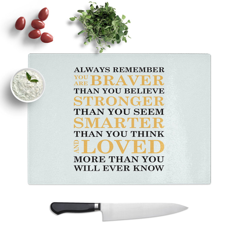 Always Remember Typography Chopping Board, 0.4cm H x 20cm W x 28.5cm L