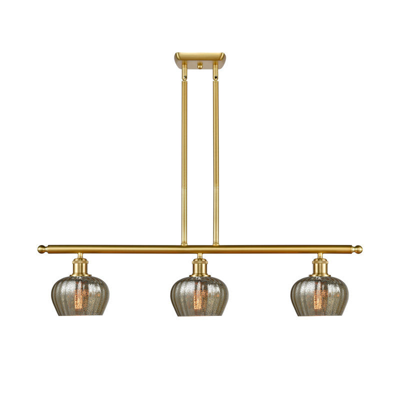 Calton 3 - Light Kitchen Island Pendant, Mercury Fluted, Satin Gold