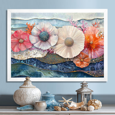 Art coloré sur toile, oursin de mer coloré et sérénade de fleurs
