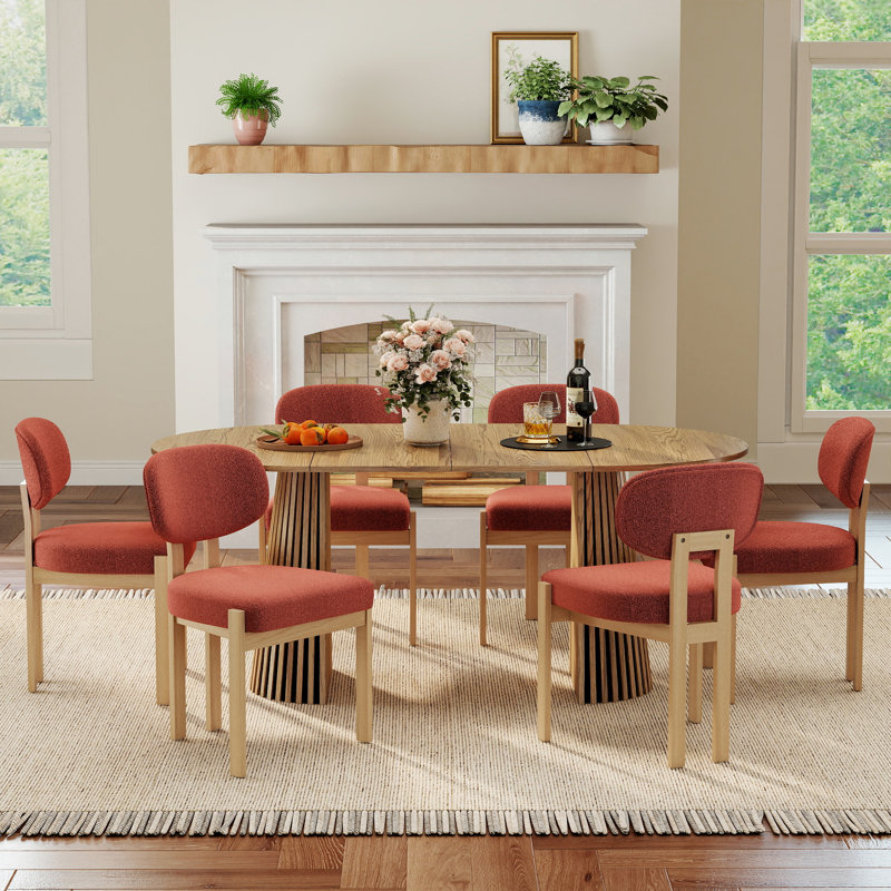 Ensemble de table de salle à manger ovale extensible, table de salle à manger en panneau de fibres à densité moyenne ronde à ovale de 39,37 po à 70,87 po, mobilier de salle à manger de luxe moderne et peu encombrant