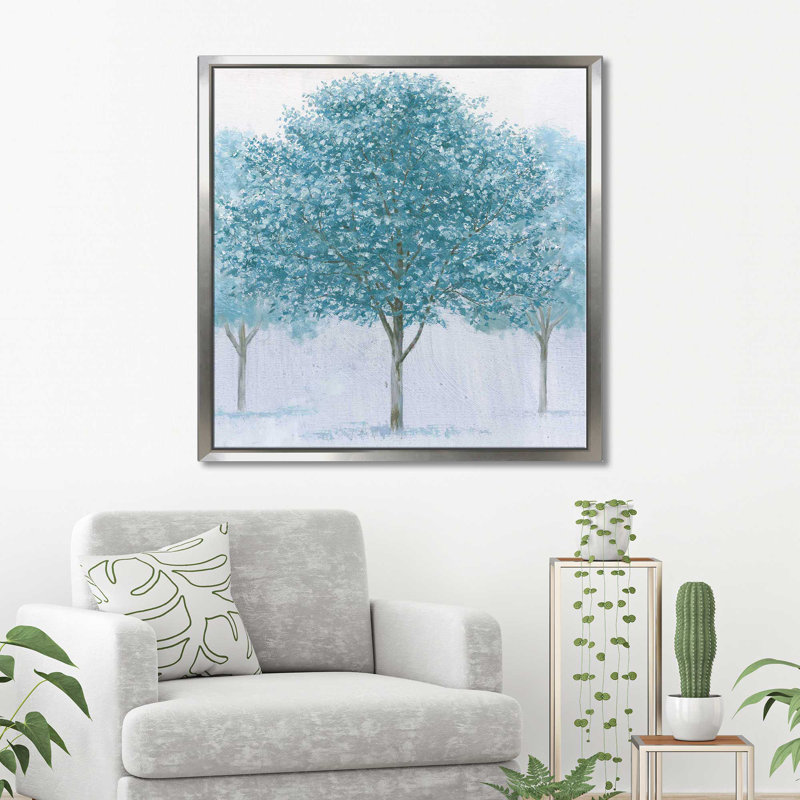 Peaceful Grove - Peinture, Cadre flottant argent, H 39,5 po x l 39,5 po x P 2 po