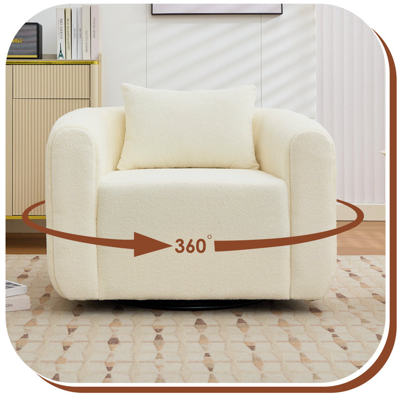 37 Inch Wide Upholstered Swivel Chair(Set Of 2), White Polyester