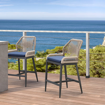 Tabourets de bar à hauteur de comptoir en aluminium George H 24 po avec coussin en tissu amélioré