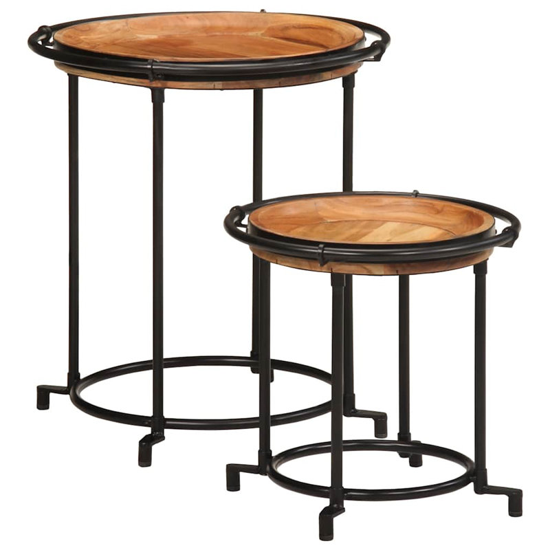 Solid Wood Top Side Table, Brown
