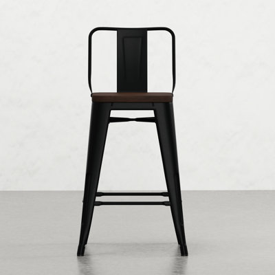 24 tabourets de hauteur de comptoir de 24 pouces (paquet de 4) - Siège courbé en métal et en bois à dossier solide et confortable avec accoudoirs croisés de style croisé naturel et 4 sièges pour un soutien exceptionnel