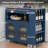Navy Kitchen Island With Led Lights, Fluted Glass, Power Outlets Modern Rolling Storage, , Outlet, Glass Door,-1820536035