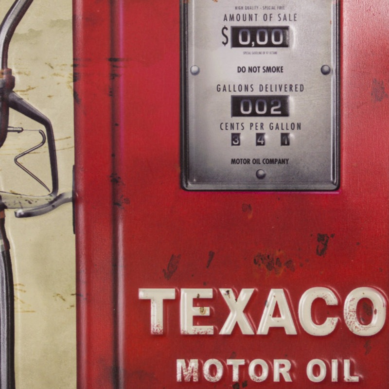 Décoration murale à panneau en métal à pompe à gaz Texaco