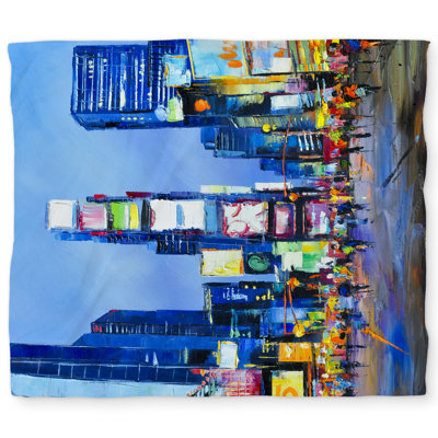 Cityscape in Times Square - Blue Cities Duvet Cover | Home Decor