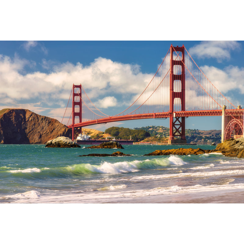 Golden Gate Bridge Coastal View Canvas Wall Art, 24" H x 36" W