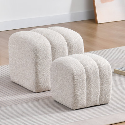Nestable Upholstered Boucle Fabric Ottoman Set