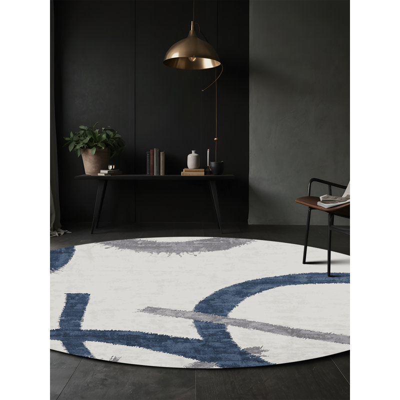 Tapis gris lavable à la machine, Rond 6 pi