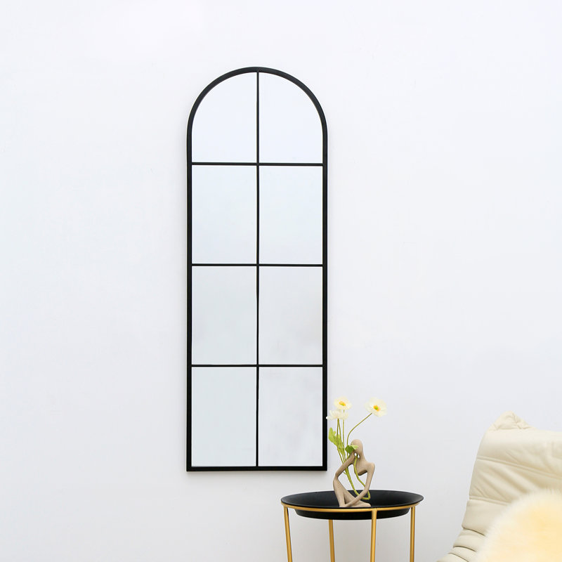 Metal Arch Window Pane Wall Mirror