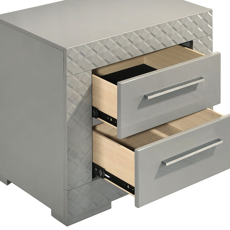 Table de chevet 2 tiroirs Pierce Gray