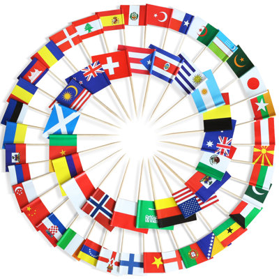 Assorted 100 Different Countries Toothpick Flag Party Decoration Cocktail Fruit Stick Cupcakes Toppers