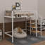 Lit mezzanine simple en métal avec tablette supérieure et échelle de rangement latérale-906701048
