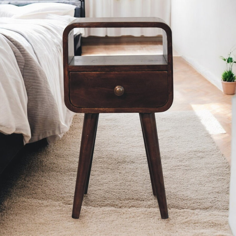 11.81'' W Solid Wood Nightstand, Walnut