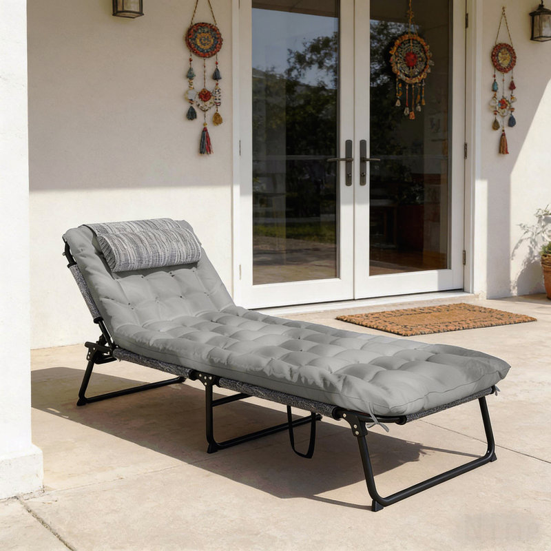 Outdoor Sun Lounger,Folding Chaise Lounge Chair, Gray