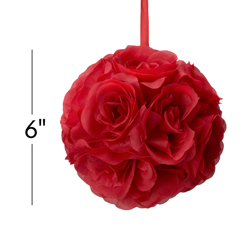 Boule de fleurs de pomander, Rouge, H 6 po x l 6 po x P 6 po