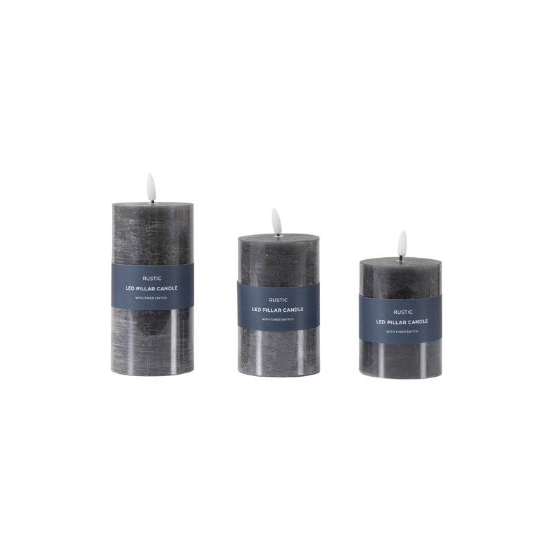 LED Candle Rustic Unscented Flameless Candle, Grey