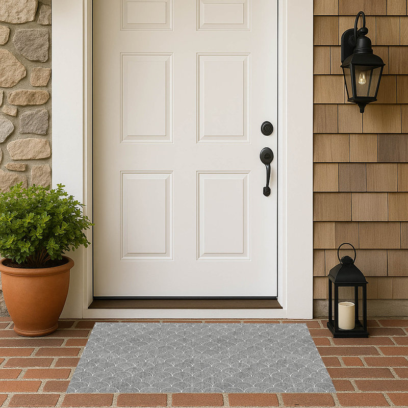 Rolling Humps Outdoor Doormat, 17" W x 24" L, Ivory/Charcoal