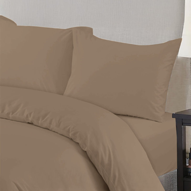 Microfiber No Pattern Duvet Cover Set with Pillowcases Included, Beige, Kingsize Duvet Cover Set + 3 Additional Pieces