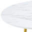With a clever retractable mechanism, the White Pattern MDF table top and gold metal legs and has a smooth and delicate surface.The unique look creates the sleek silhouette of a modern home.