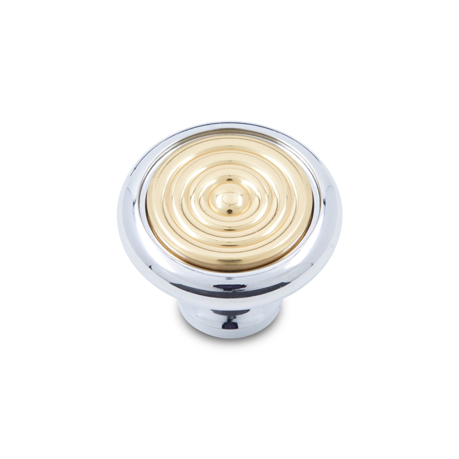 Two Tone 1 1/4" Knob with Riveted Insert CK Series, Polished Chrome/Brass