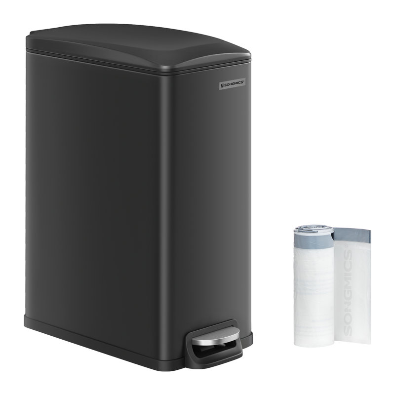 Poubelle à pédale 13 gallons avec couvercle, fermeture en douceur, seau intérieur, Noir, noir, noir, noir