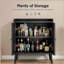 Buffet avec rangement, armoire à boissons avec portes en rotin, crédence-102751564