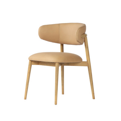 Chaise rembourrée en cuir Olimpio, brun clair