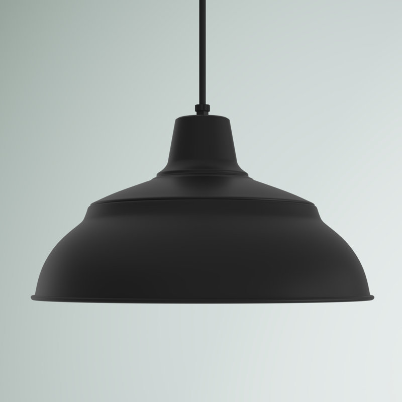 Abrahamson 1 - Light RLM Single Dome Pendant, Satin Black, 8.25"H x 14" W x 14" D