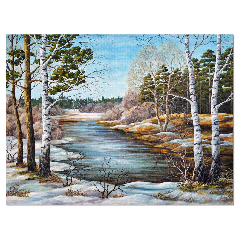 Schafer «The Spring Siberian River», peinture, H 30 po x l 40 po x 1,5 po, Toile tendue