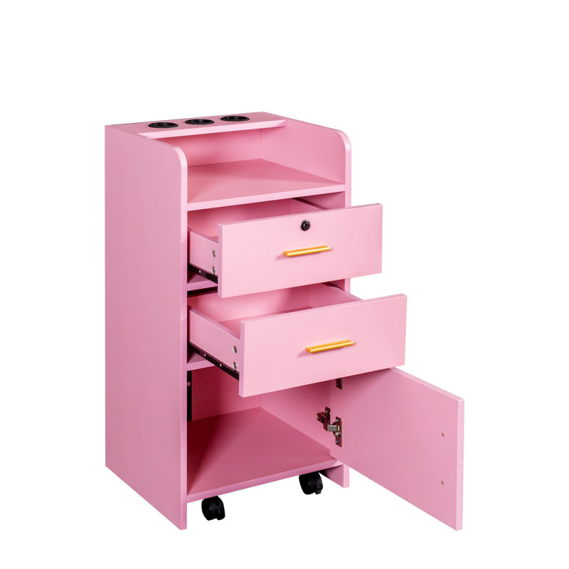 Pink Beauty Cabinet With 2 Drawers And 1 Functionality Spacious Inside