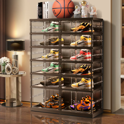 6-Tier 12-24 Pairs Stackable Shoe Storage Cabinet For Entryway Large Shoe Rack Easy Assembly