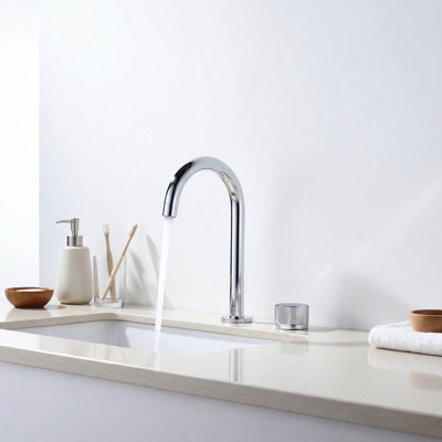 Robinet de lavabo de salle de bain circulaire à une poignée et deux trous avec drain