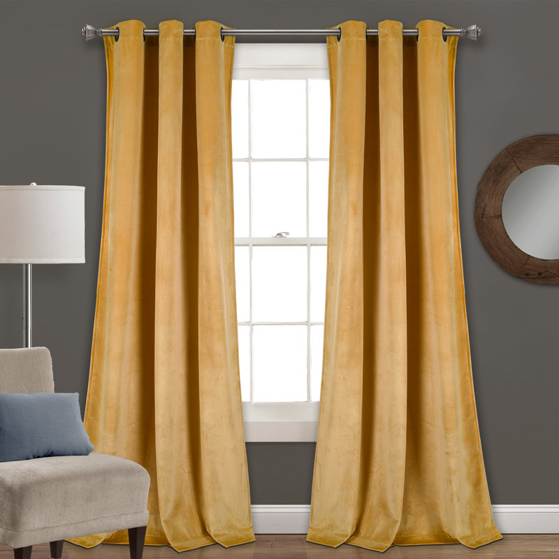 Paire de rideaux isolants Prima Velvet, Jaune, l 38 po x L 95 po