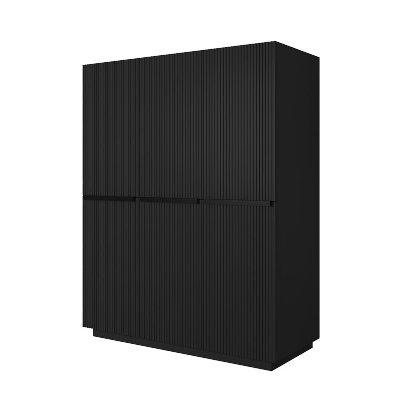 Altje 3 Door Manufactured Wood Wardrobe, Black