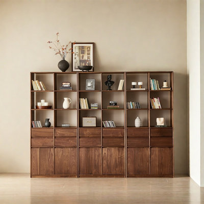 Light luxury black walnut wood bookcase