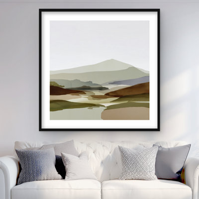 Peaks - Green Landscapes Framed Matted Print for Home Decor